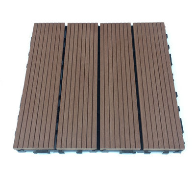 Sanded Garden Interlocking WPC Deck Tiles Redwood Teakwood Color