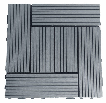 Grey Sanded Brushed WPC Deck Tile Exterior Interlocking Decking 300x300
