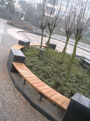                    Outdoor Park Outside Public Garden Patio WPC Wooden Slats Backless Seating Bench              