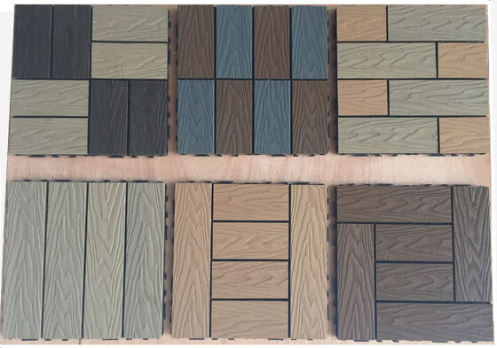 DIY WPC Deck Tiles 30*30CM Natural Wood Grain Outdoor Flooring for Home Patio