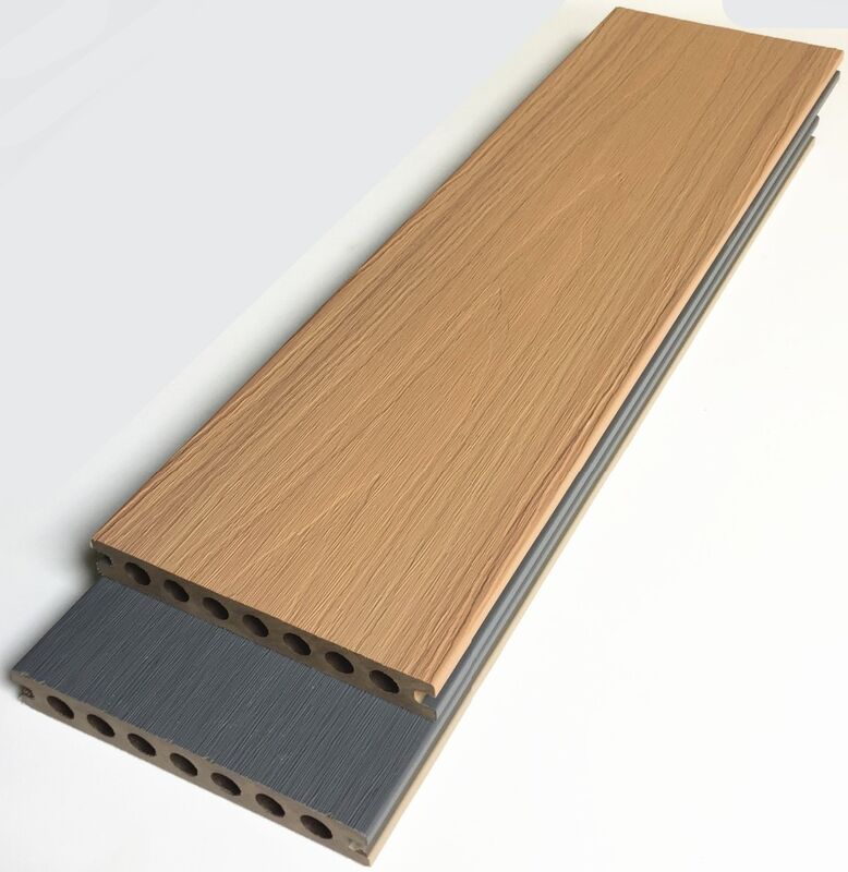 Free Sample Anti-slip Waterproof UV Resistant Teak Color 140*23mm Composite Decking Flooring Outdoor Coextrusion Wpc Decking